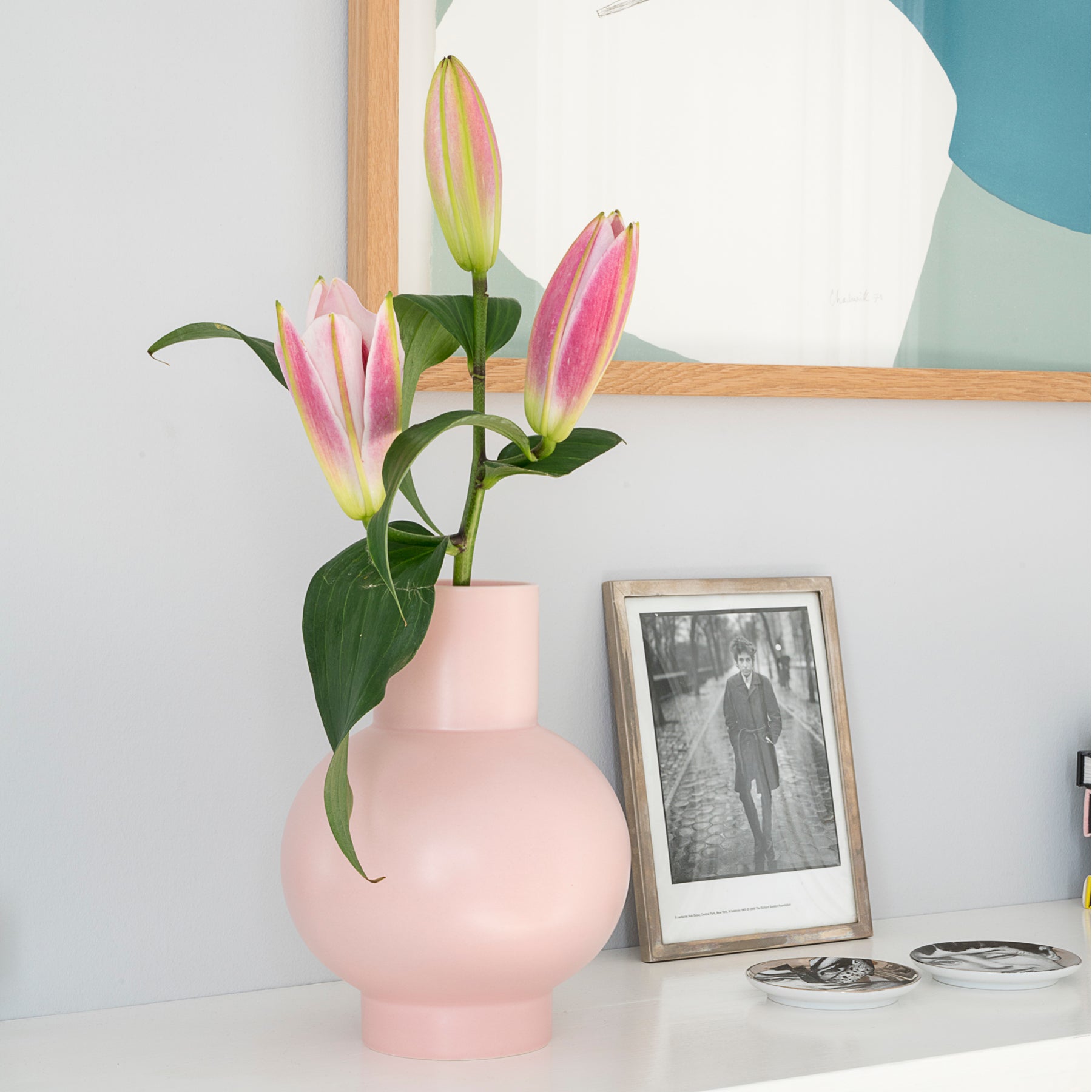 Large Coral Blush Globe Bottle Vase - Image 3